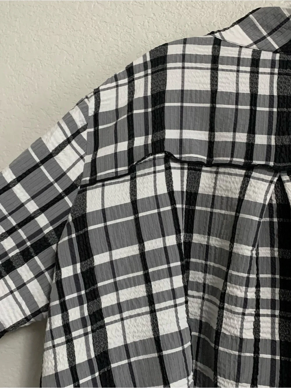 Ali Miles Blouse Top Women 2X Button Front Tunic Plaid Geometric Pockets Artsy - Picture 10 of 15